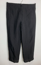 SULU Kerstin Bernecker 100% linen straight slim leg trousers 38 8 10 VGC unlined