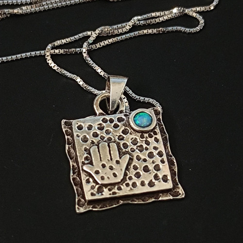 Sterling silver hamsa necklace - sterling,