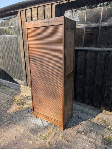 Tambour cabinet oak - with, roll