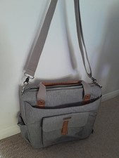 BabaBing Changing Bag Grey Marl Tan Accents Pockets Bottle Holder (2776b)