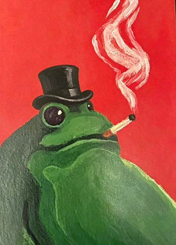 Smoking frog print top - frog,