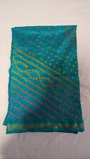 Blue Bandhani Indian Saree Sari Wedding Party Reception Event - Used