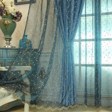 Long Lace Embroidery Floral Curtain Panel Net Tulle Window Drape Sheer Scarfs