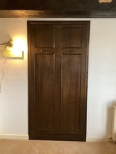 Vintage Single Wall Vertical Pull Down Bed & Mattress Oak Effect Door Base