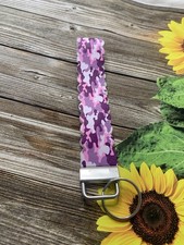 Faux Leather Purple Wristlet Key Fob/Bag Clip/wrist Lanyard