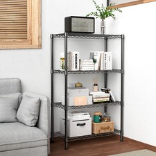 5 Tier Metal Wire Shelving Unit Storage Rack Shelf Kitchen Stand Black Shelves