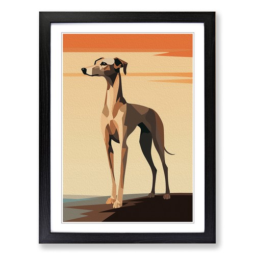 Whippet minimalism framed - minimalism, no.2