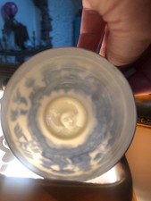 Antique Japanese Eggshell Porcelain Willow Pattern Geisha Cup & Saucer