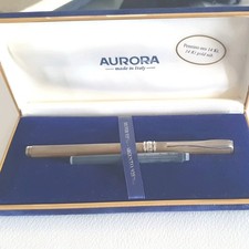 Vintage Aurora Magellano Fountain Pen Silver 925 14k Gold Nib Made In Italy 