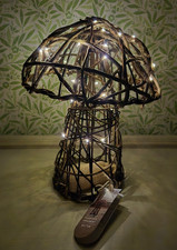 Rustic LED light up rattan toadstool decoration (battery) 30cm high (NEXT)