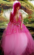 SWARA Fuchsia Pink Sequin Tulle Boho Garden Nymph Bridal Wedding Ballgown