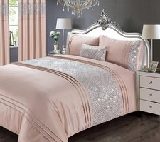 Grey Or Pink Duvet Cover Set Sequin Bedding Set Bedlinen Pleated Sparkle Glitter