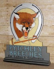 Vintage Hand-Painted Whip & Fox Hunting Advertising Sign For Pytchley Breeches
