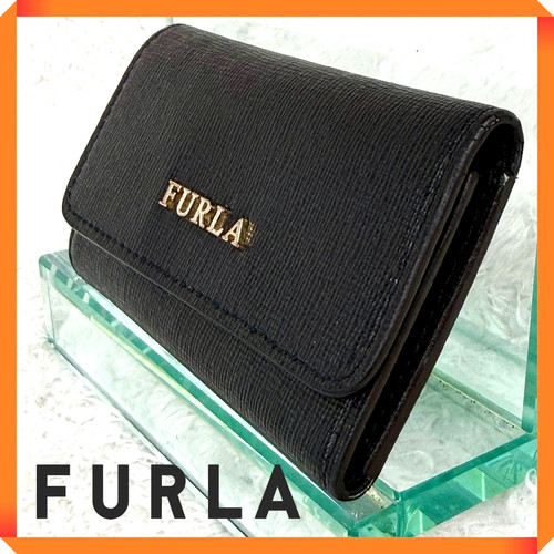 Furla black leather key - leather, 6