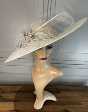 Catherines Of Partic Cream Champagne Sinamay Feather Fabric Wedding Hatinator