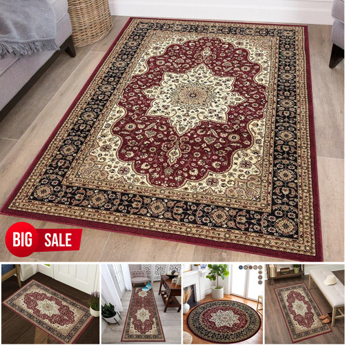 Red traditional vintage rug - traditional,