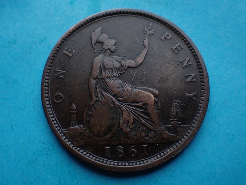 1861 victoria penny shown - penny,, as