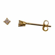 Genuine Diamond Stud Earring in 9ct Gold 2mm Across (Small) Women Kids Gents