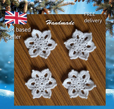 Crochet white snowflakes, set
