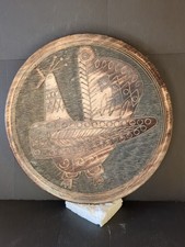 LARGE VINTAGE WOODEN PLATE