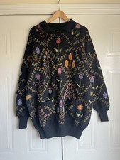 Vintage Kim Hargreaves Rowan Hand Knit Wool Cardigan Sweater Kensington Garden