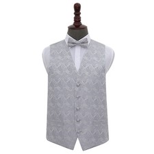 Mens Boys Waistcoat Bow Tie Set Woven Floral Paisley Wedding Tuxedo by DQT