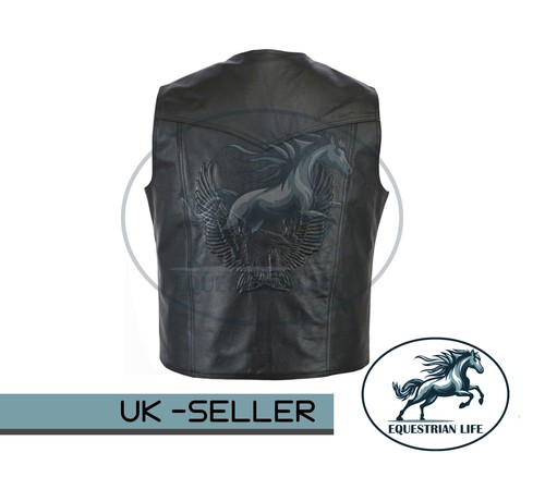 LEATHER-WAISTCOAT-Biker-Vest-M