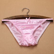 Womens 100% Silk Panties String Bikinis Bow Cute Underwear Knickers M L XL XXL