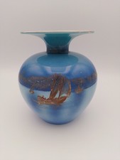 Shelley Late Foley Vase Rare Example With Hand Painted Boats On A Lake 6" Tall