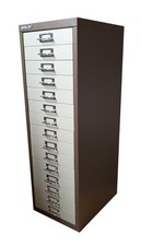 15 Multi Drawer Bisley Metal Foolscap Filing Cabinet Storage Coffee & Cream
