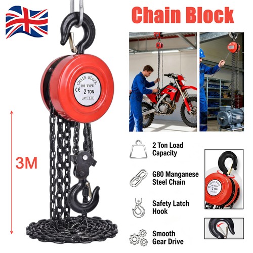 Chain hoist block and - 3m,