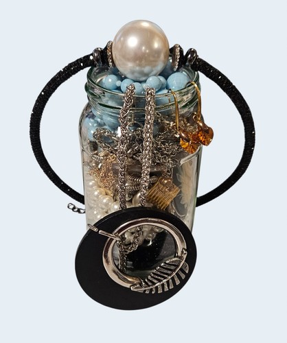 Glass mystery jewellery jar - glass,