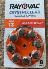 8 RAYOVAC Crystal Clear Hearing Aid Batteries ( 1 Pack ) Size 13 PR48, BBD: 2028