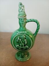 Vintage Gouda, Green Pottery, Liquor Decanter or Bottle, Hulstkamp Holland