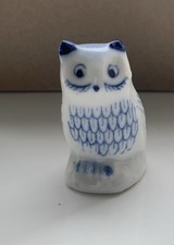 Blue/white Ceramic Owl