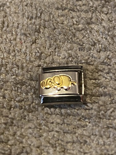New gold elephant silver charm - new,