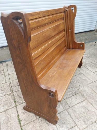 Solid oak bench pew with - solid,