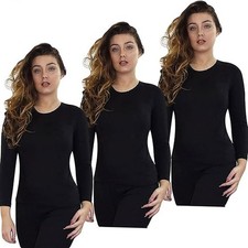 Pack Of  2  Womens Thermal Long Sleeve Top Ladies Warm Winter Baselayer Tops