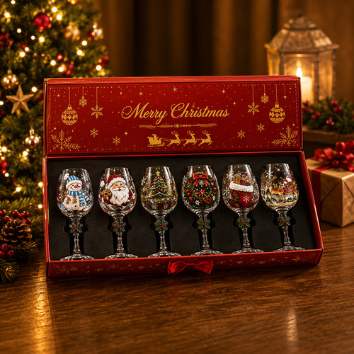 Christmas wine glasses set - 6x,