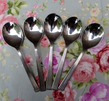 5 Vintage Atlas Firth Sheffield Dessert Spoons Staybrite Stainless Steel