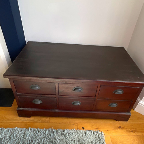 Dark wood drawer chest - wood, 12