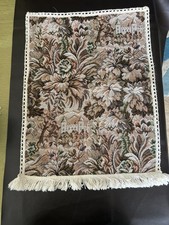 2 Tapestry Arm Chair Covers In Traditional Design with Tassels Neutral Colour