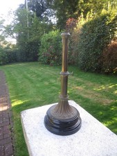 ANTIQUE BRASS & GLAZED TERRACOTTA RARE HINKS EXTENDING TABLE OIL LAMP  BASE
