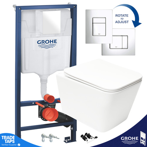 Wall hung toilet pan - wall, grohe