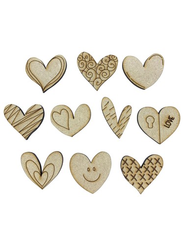 20x hearts with detail 3cm - 20x,