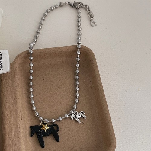 Enamel horse pendant - enamel,