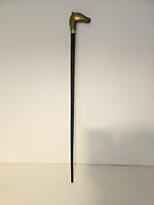 Ebony walking stick brass horse head handle 94cm / 37" - vintage