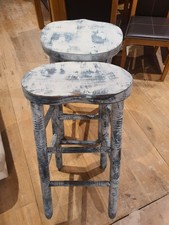 2 x Shabby Chic Vintage/Rustic bar/breakfast bar stools - 76cm tall, worn look 