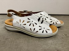 Pavers White Leather Cut-Out Wide Fit Sandals Women's Size UK 4 EU 37