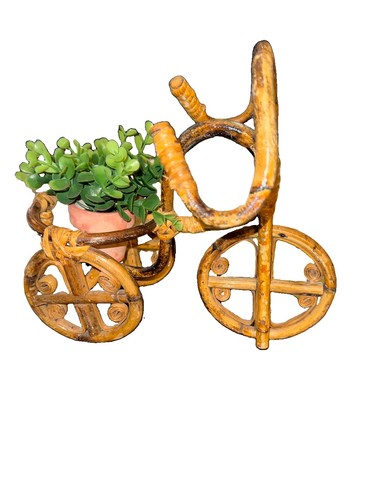 Vtg wicker bamboo tricycle - wicker,